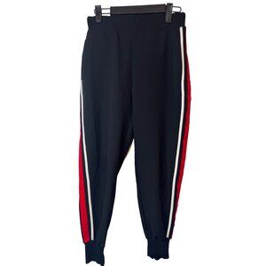 2/$25 ZARA Small Basic Women Jet Black Jogger Pants Red & White Stripes